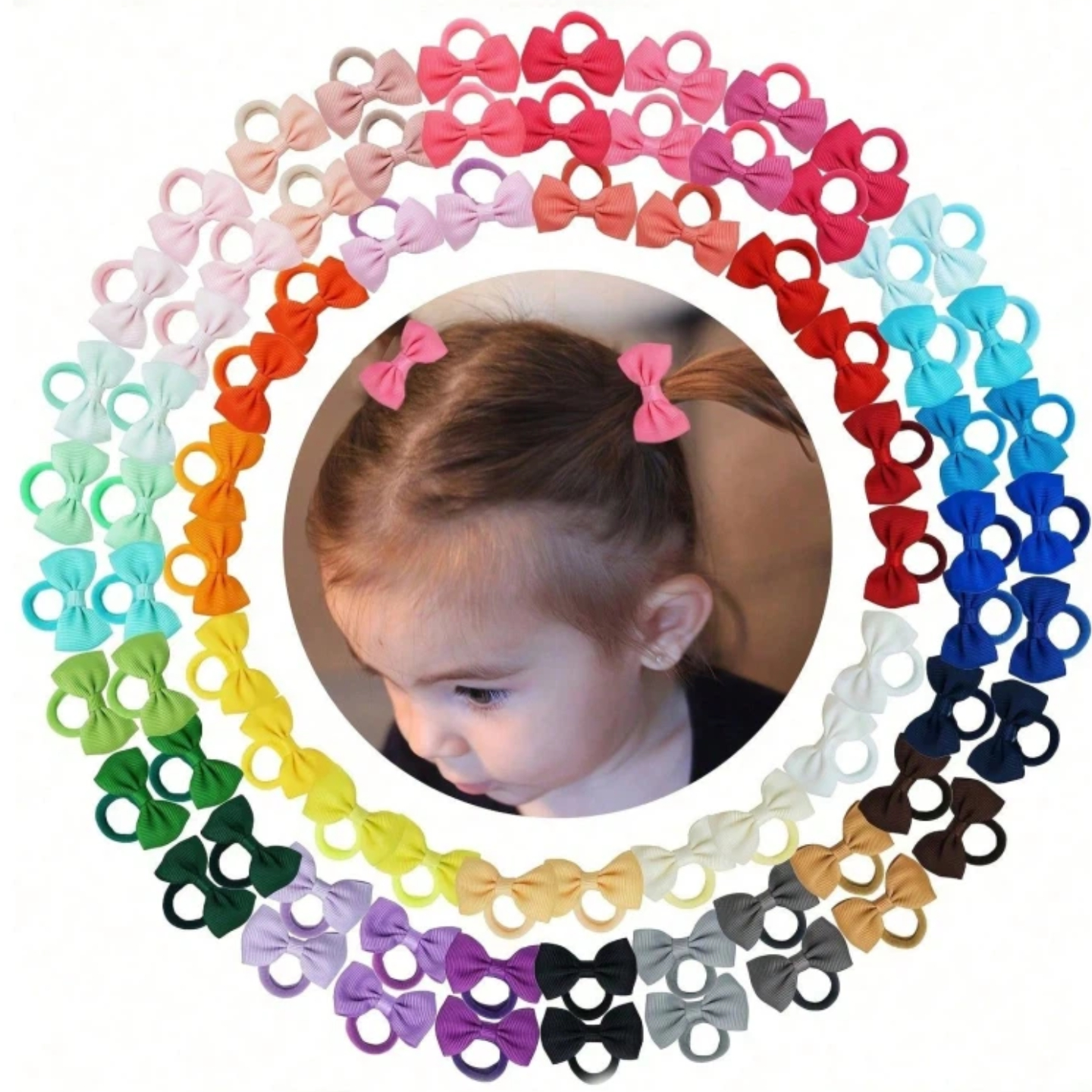 40/60/80 Baby Girls Hair Ties  - Ribbon Bow Gift review and price