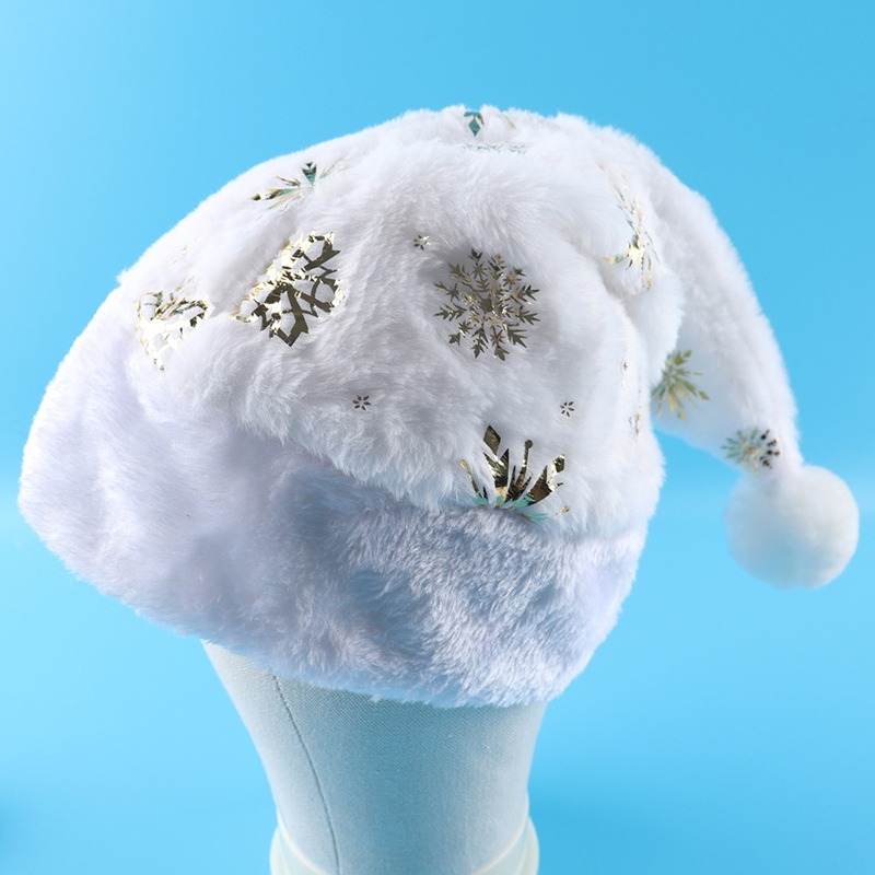 White Plush Christmas Hat Gold - Santa Hat Plush review and price