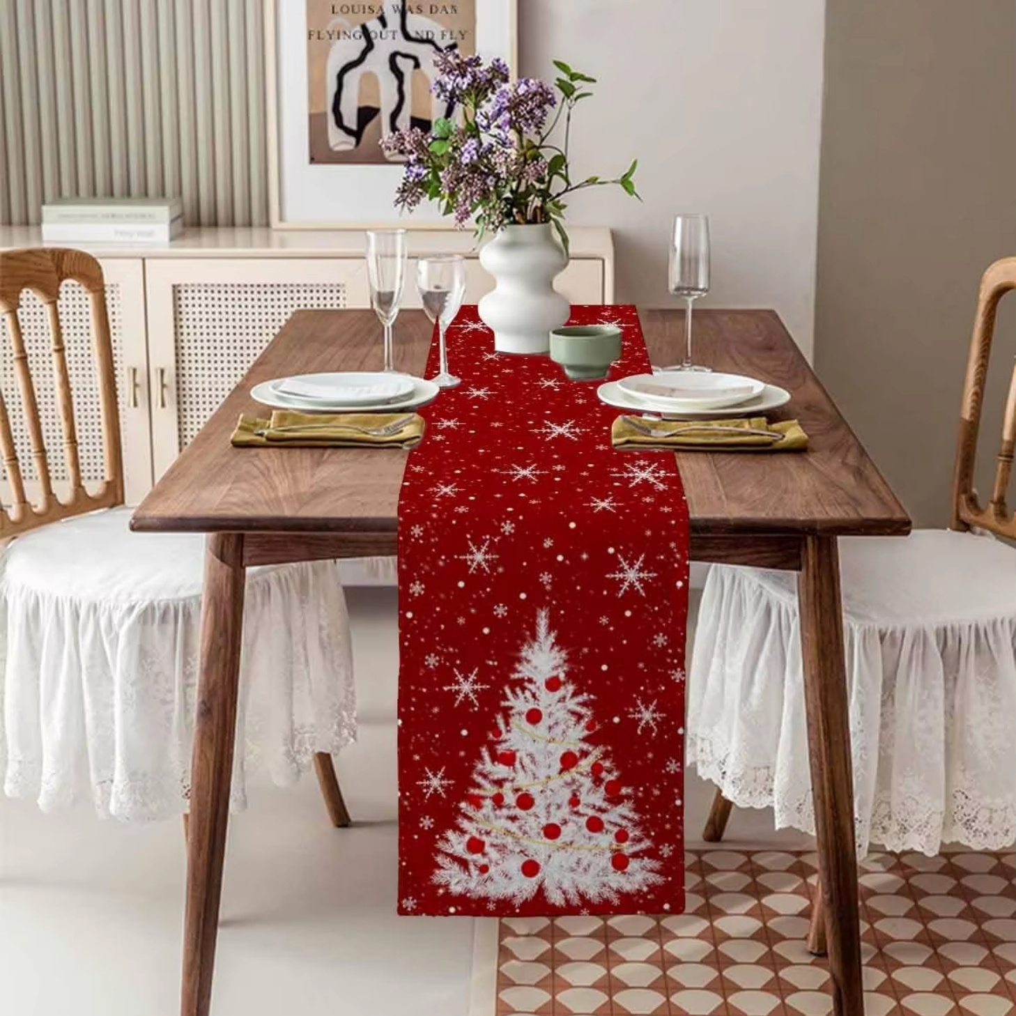 Red Table Runner Christmas Tre - Christmas Table Runner review and price