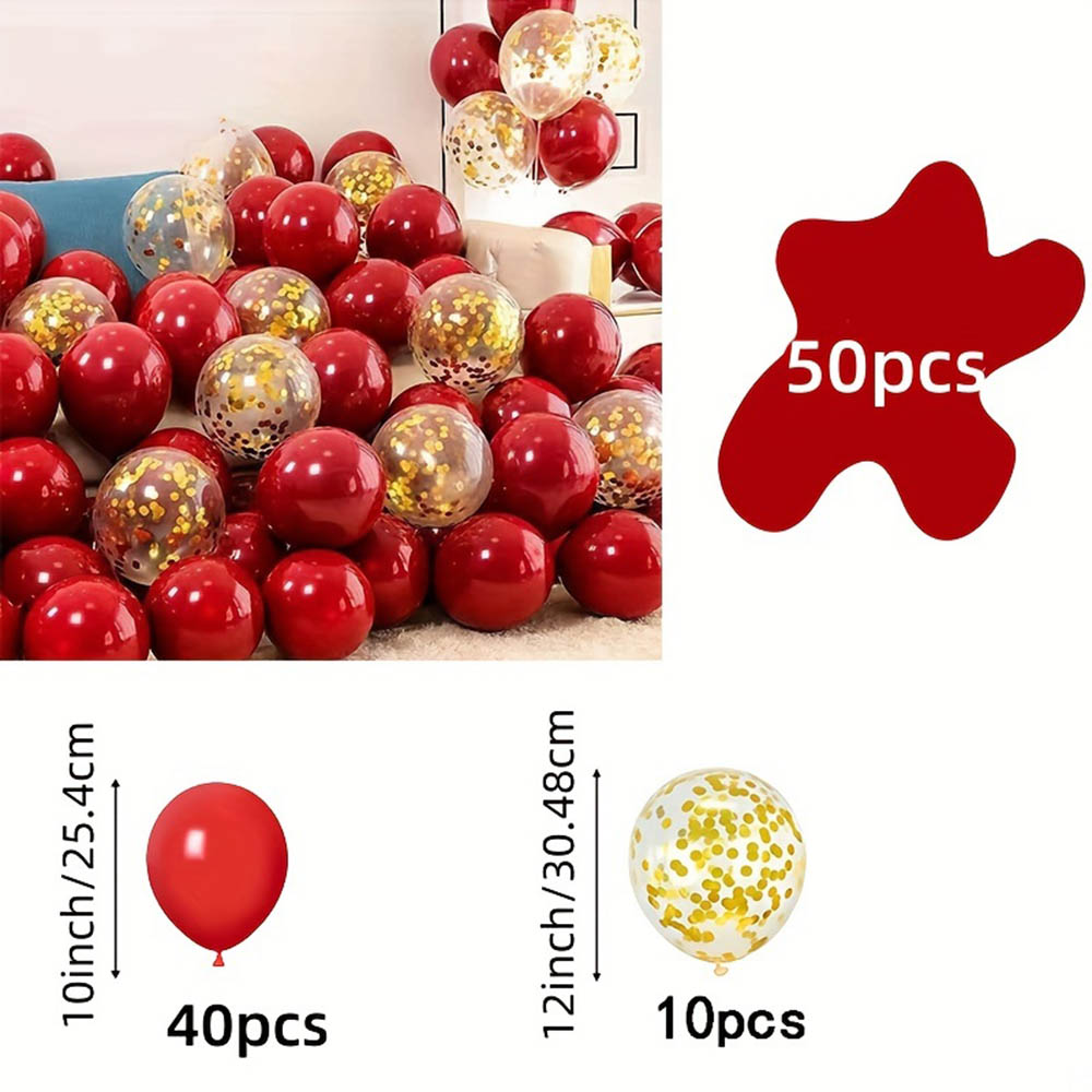 50pcs/pack Red Gold Balloon Ar - Tinsel Garland Decoration review and price