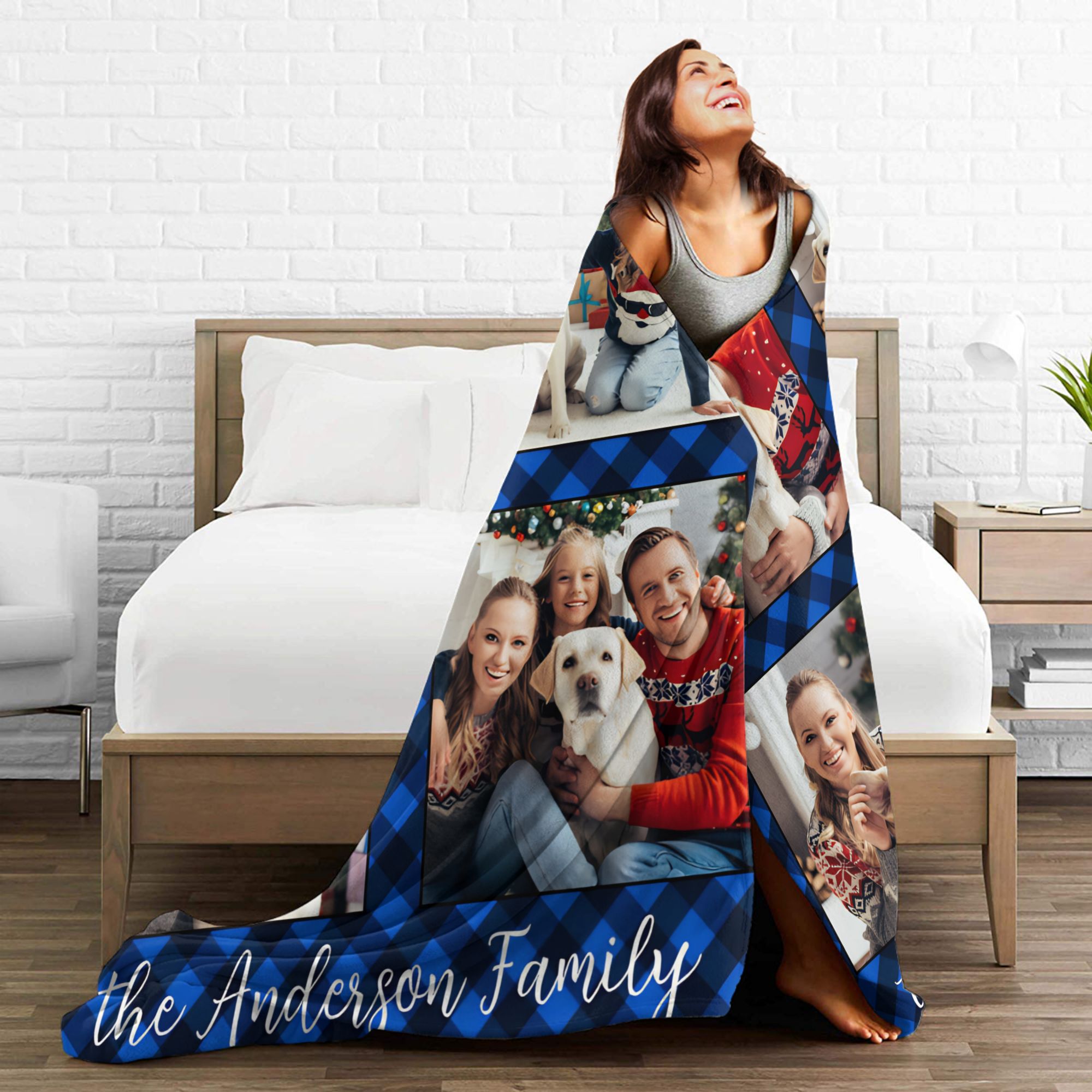 Family 4 Pictures Personalized - Christmas Throw Blanket review and price