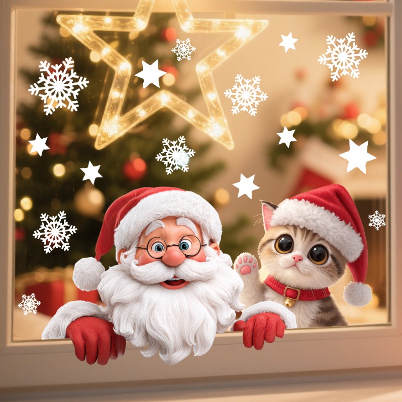 Kitten Santa Claus Window Stic - Snowflake Window Decal review and price