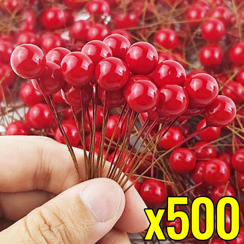 500/50pcs Mini Artificial Red  - Christmas Wreath Fake review and price