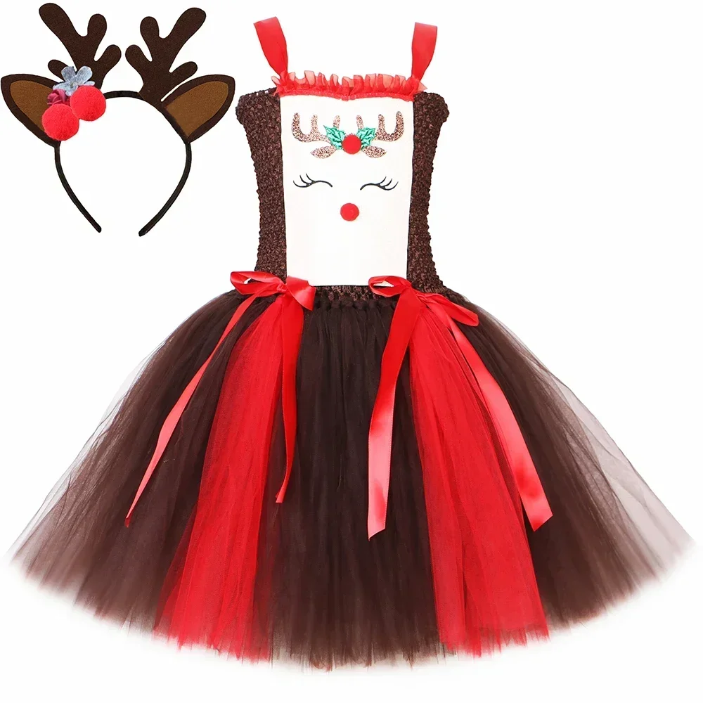 Christmas Party Tutu Dress Rud - Reindeer Antlers Headband review and price