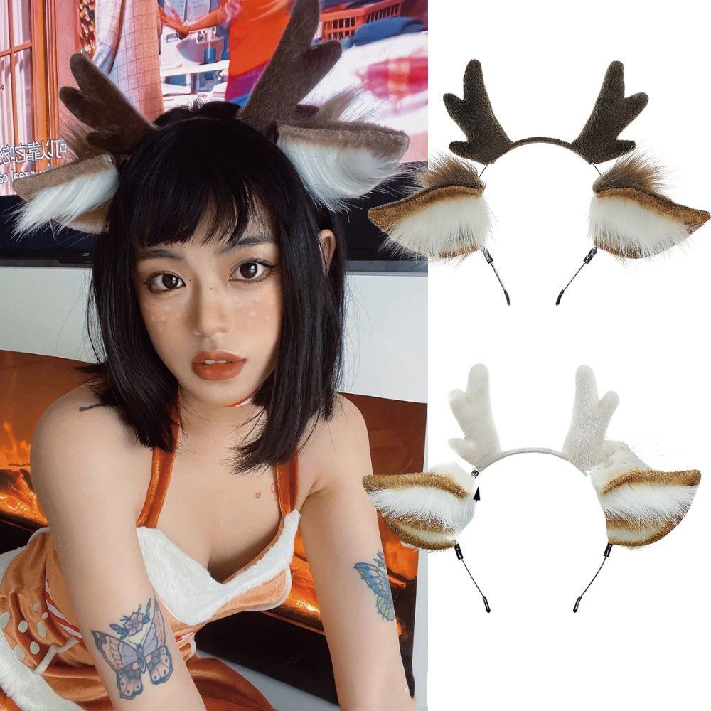 Handmade Animal Fur Antler Hea - Reindeer Antlers Headband review and price
