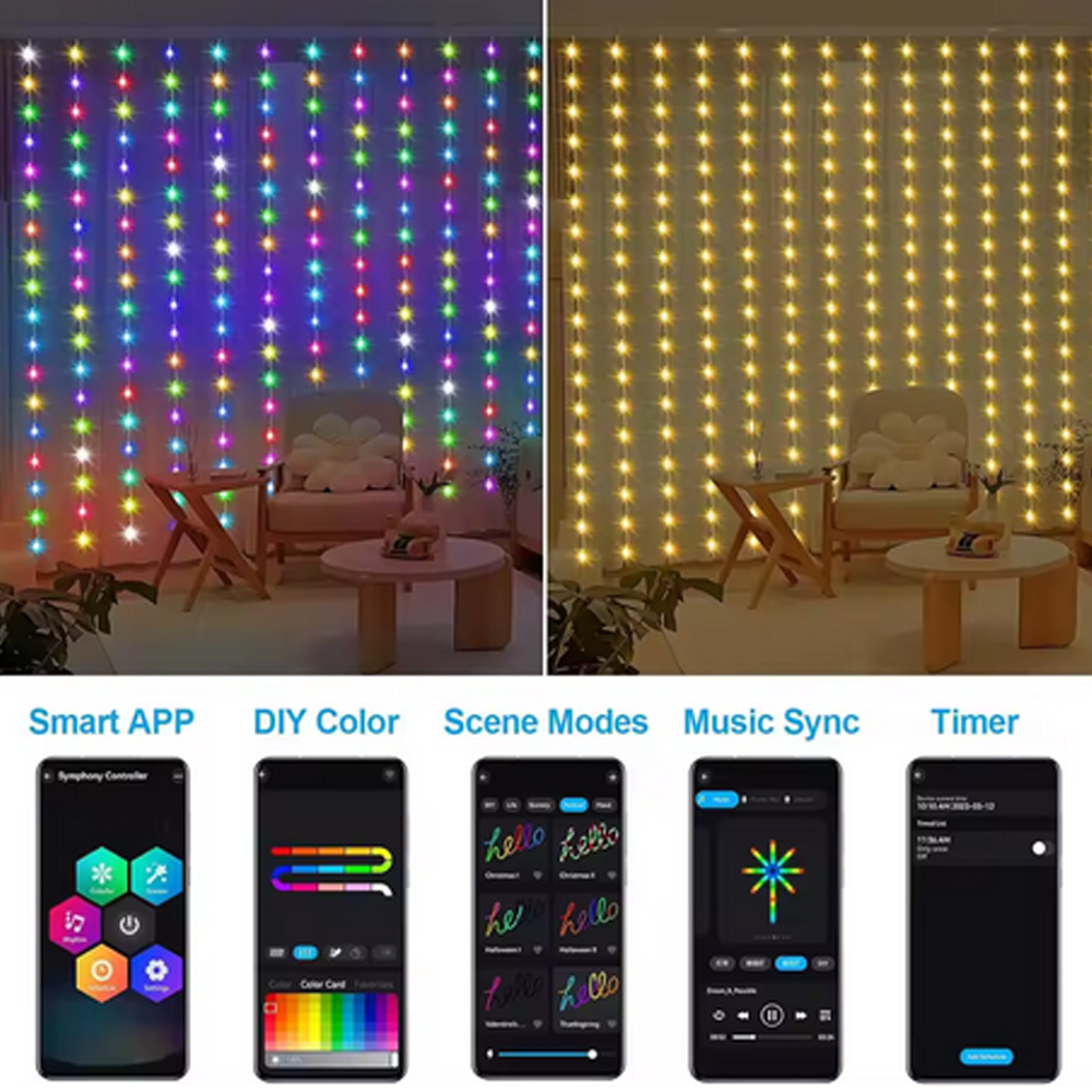 3M RGB Smart LED Curtain Light - Led Fairy String Lights review and price