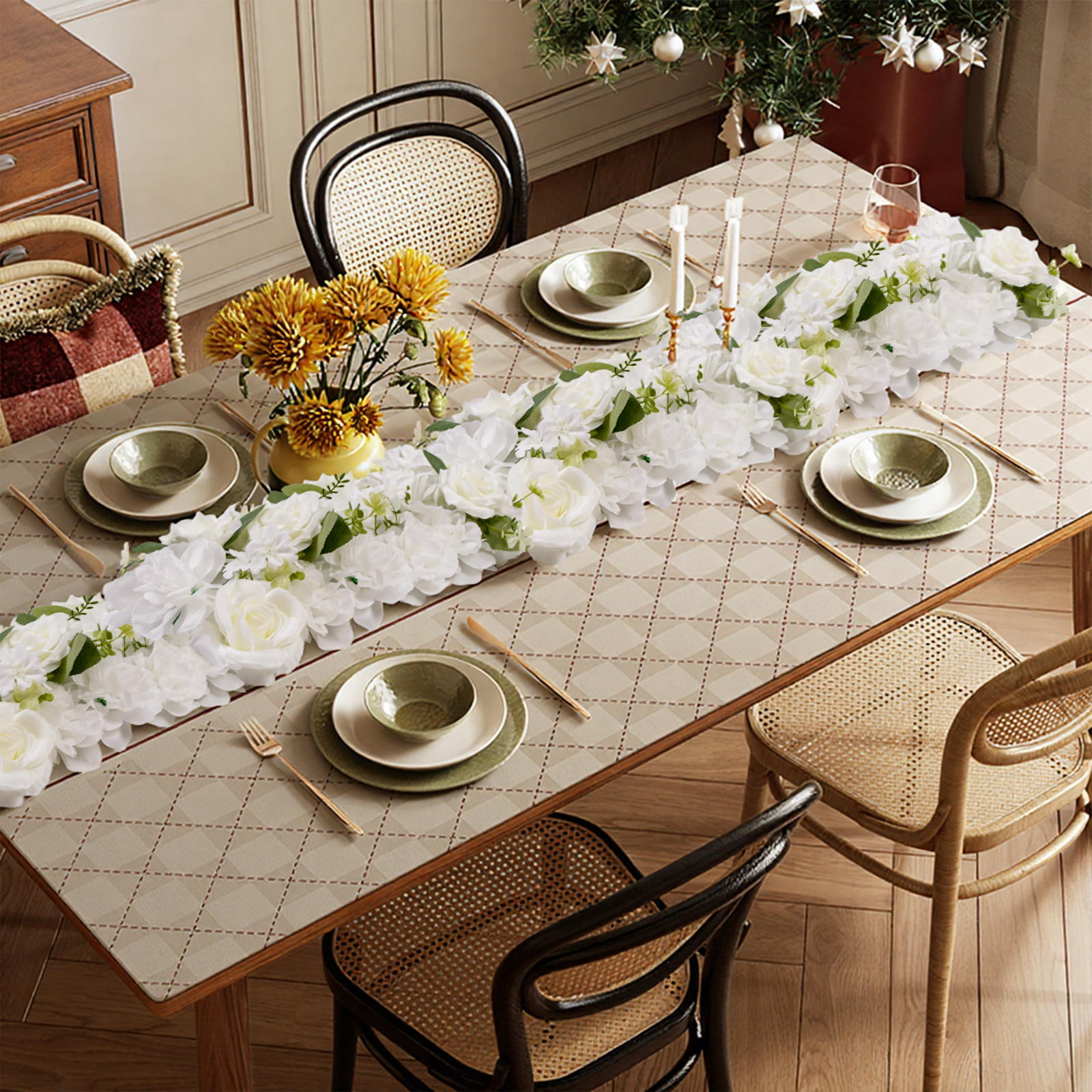 6 Pcs Artificial Flower Garlan - Christmas Table Runner review and price