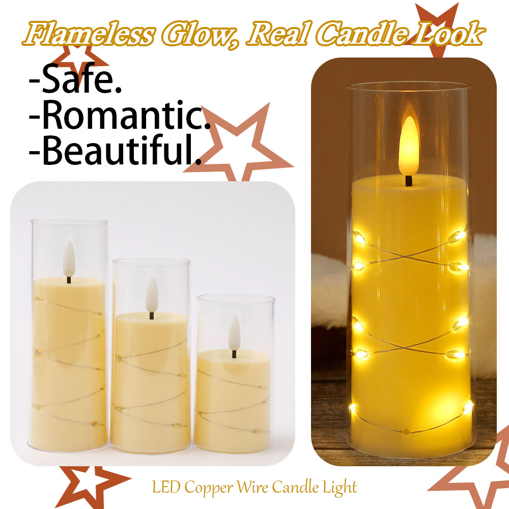 3pcs/set LED Copper Wire Flame - Holiday Candle Set review and price